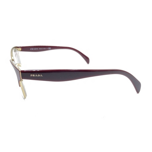 Prada VPR 65R UAN-1O1 Burgundy Red Gold Square Eyeglasses Frames 53-16 140 Italy - Picture 7 of 12